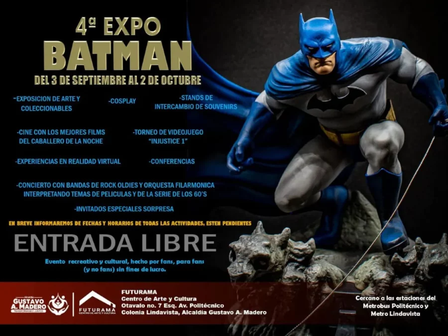 Cartel con el itinerario de la Expo Batman 2022 CDM Centro Cultural Futurama 